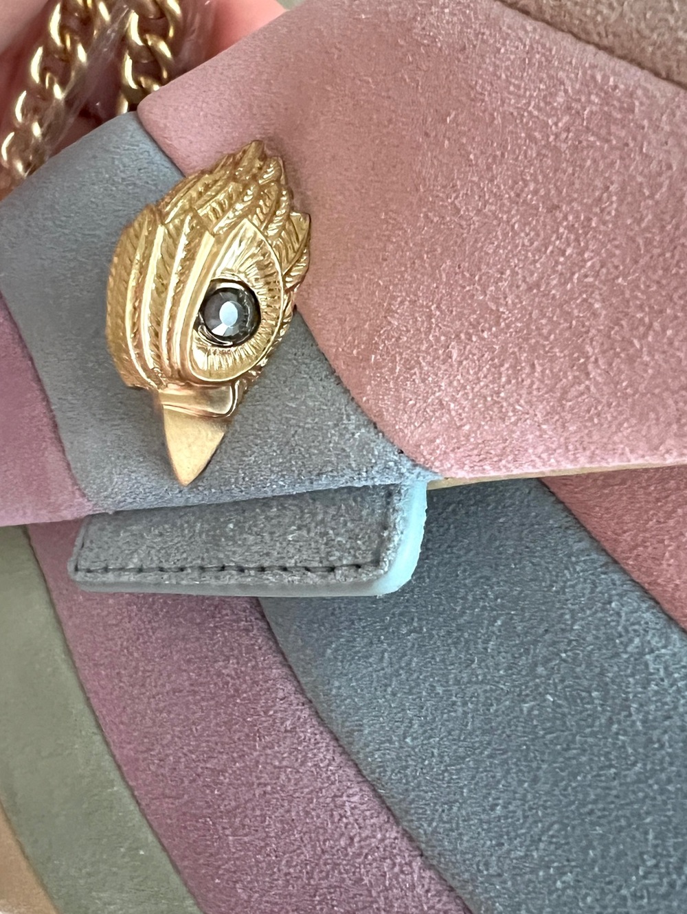 Kurt Geiger Kensington rainbow Mini shoulder crossbody suede leather bag pastel - Picture 4 of 17